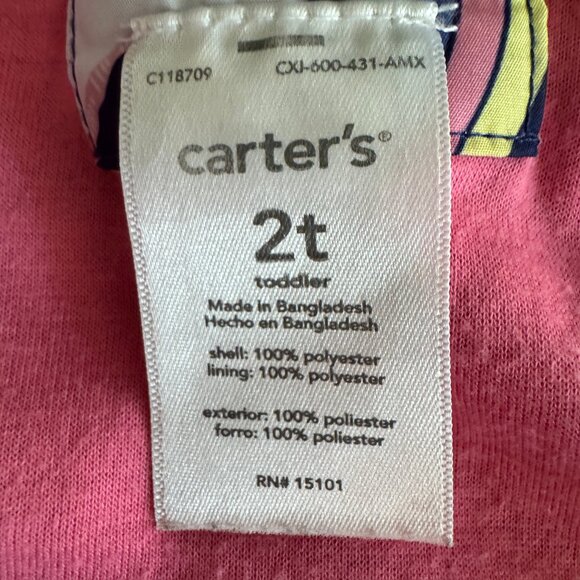 Carter’s Hooded Rainslicker Unicorns & Rainbows - 2T - Navy w/pink lining - Picture 8 of 9